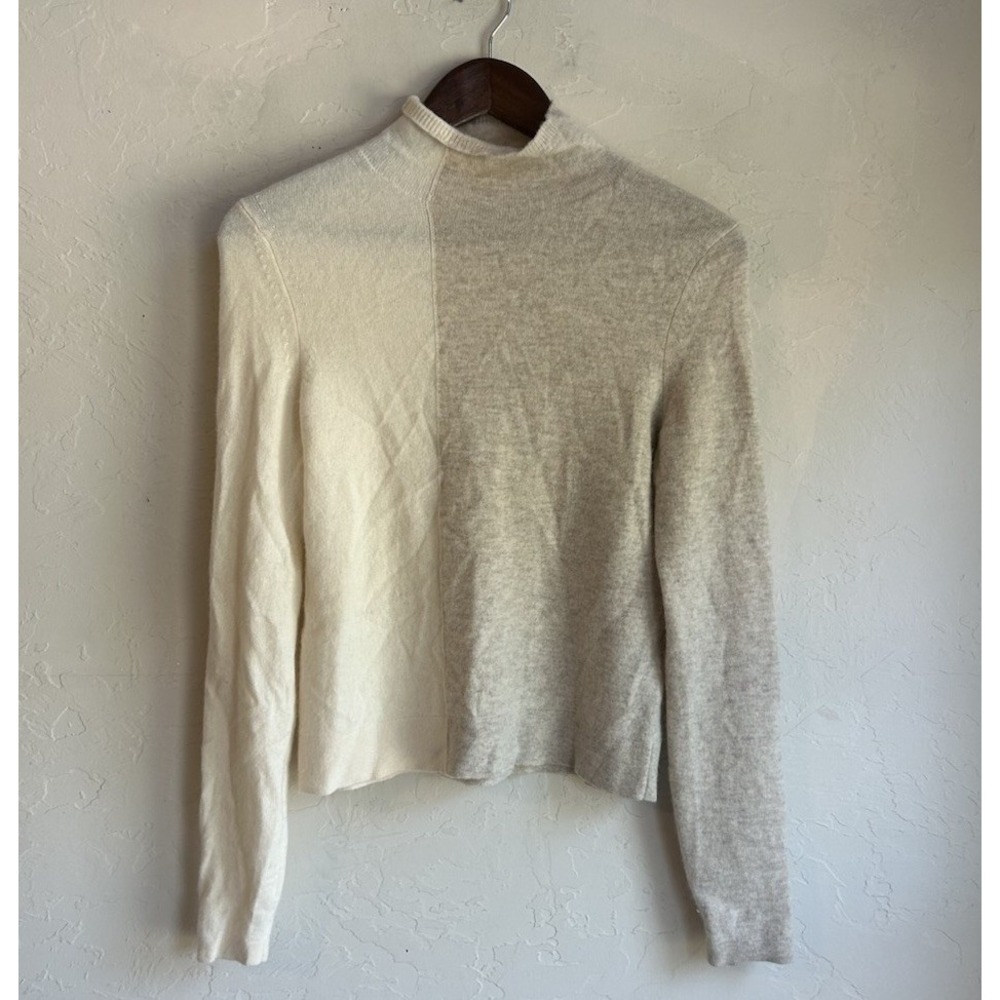 Foray Golf‎ Colorblock Cashmere Funnel Neck Pullover Sweater S Preppy Cream Wool